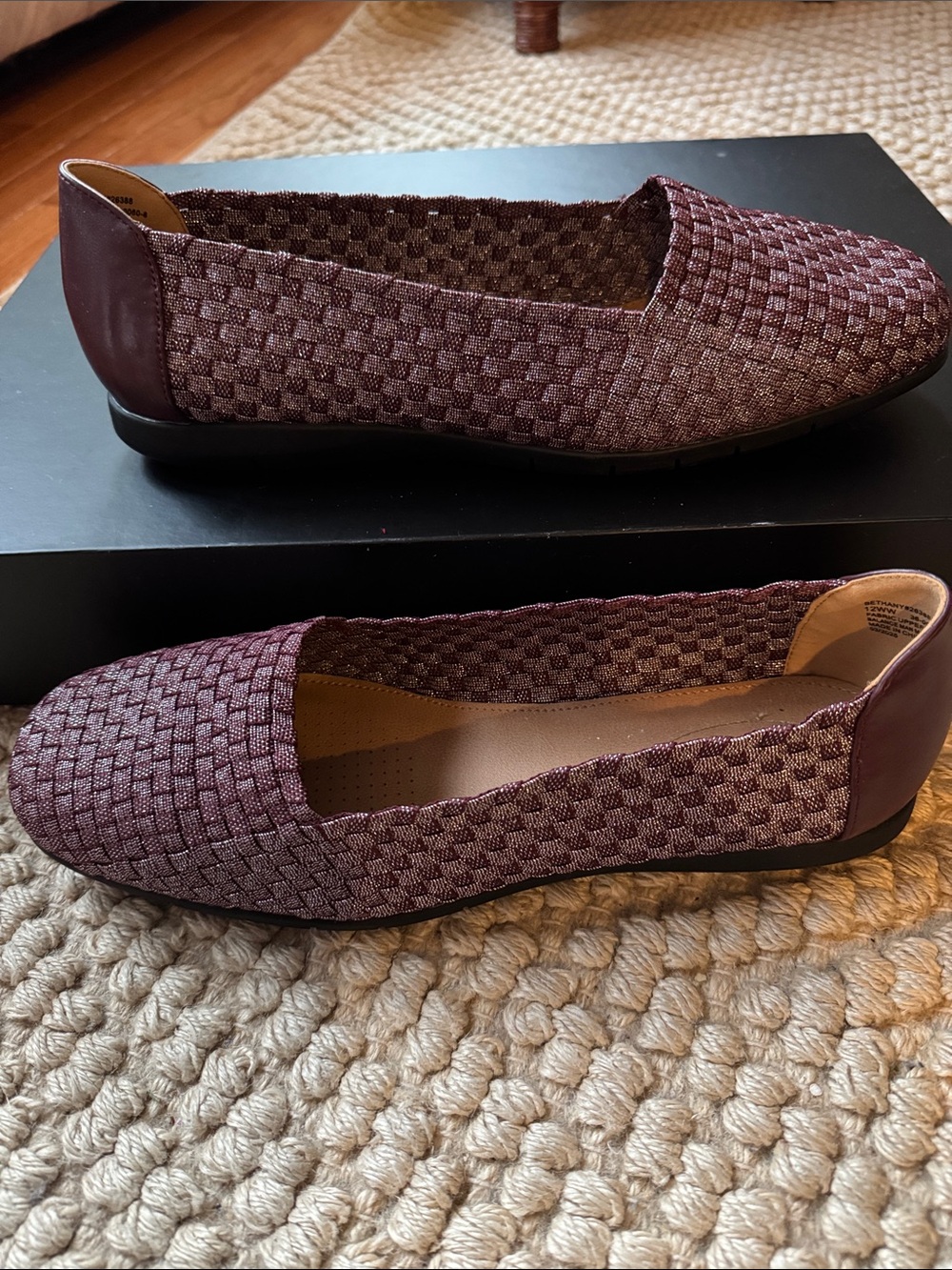 comfortview Woven Slip-On Flats in Burgundy